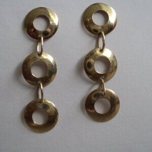 10K Gold Three Circle Earrings